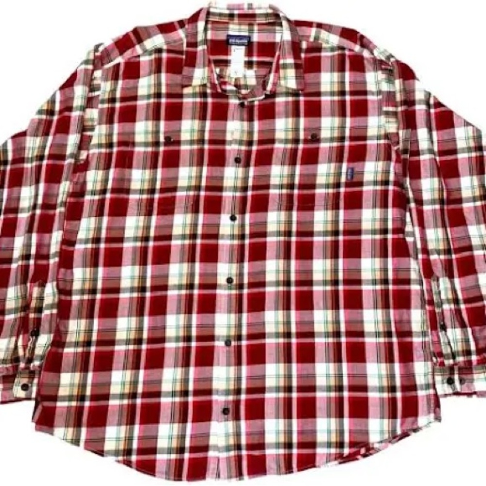 Patagonia Organic Cotton Mens Flannel Shirt Plaid Multi Color